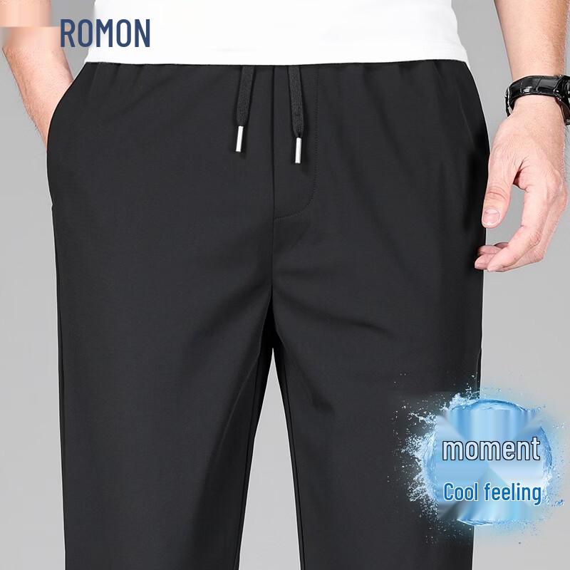ROMON Men s Ice Silk Loose Straight Sports Pants M