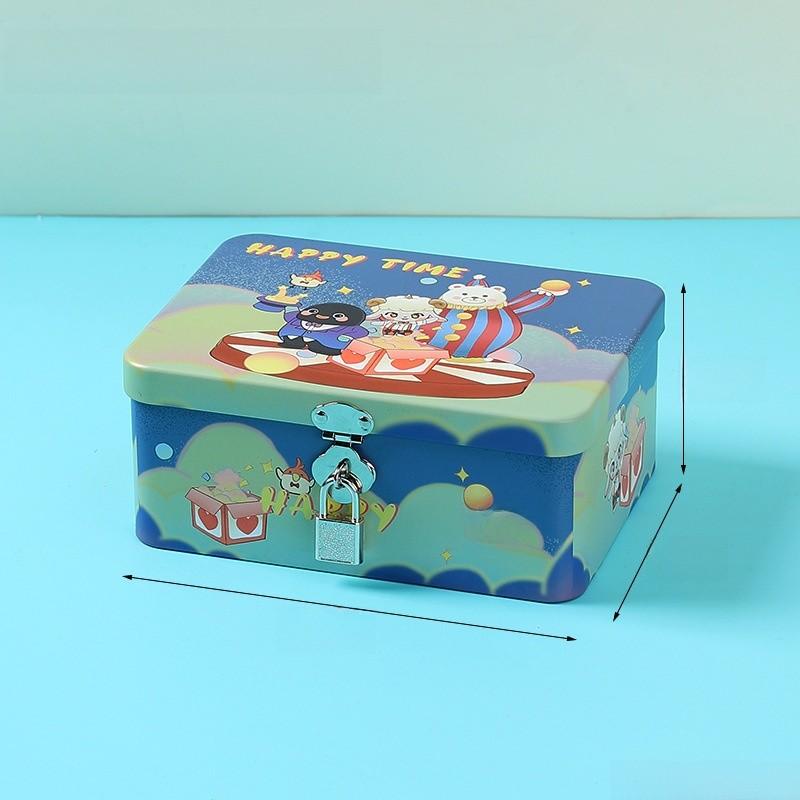 Cartoon Iron Pattern Box For Desk Drawer And Home Office Decoration Storage