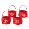 Housewarming Gift Holder 4 Pcs DIY Basket with Handle, Non-woven Fabric Red Basket, Decorative Snack Organizer Good Luck Handheld for Chinese
