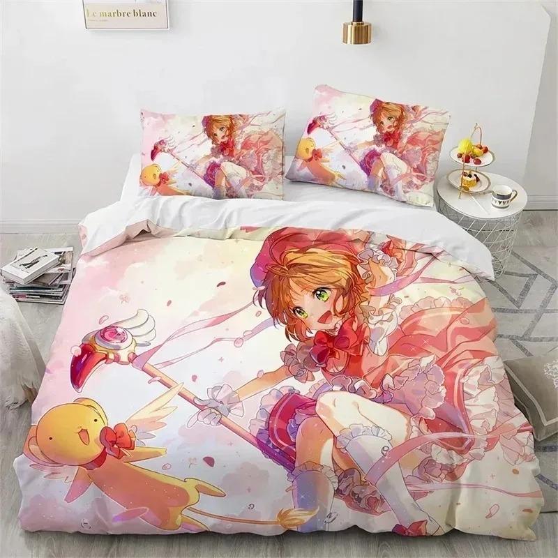 Comforter Cardcaptor Sakurar Bedding Set 3D Printed Suitable For Bedroom Kids Home Textile