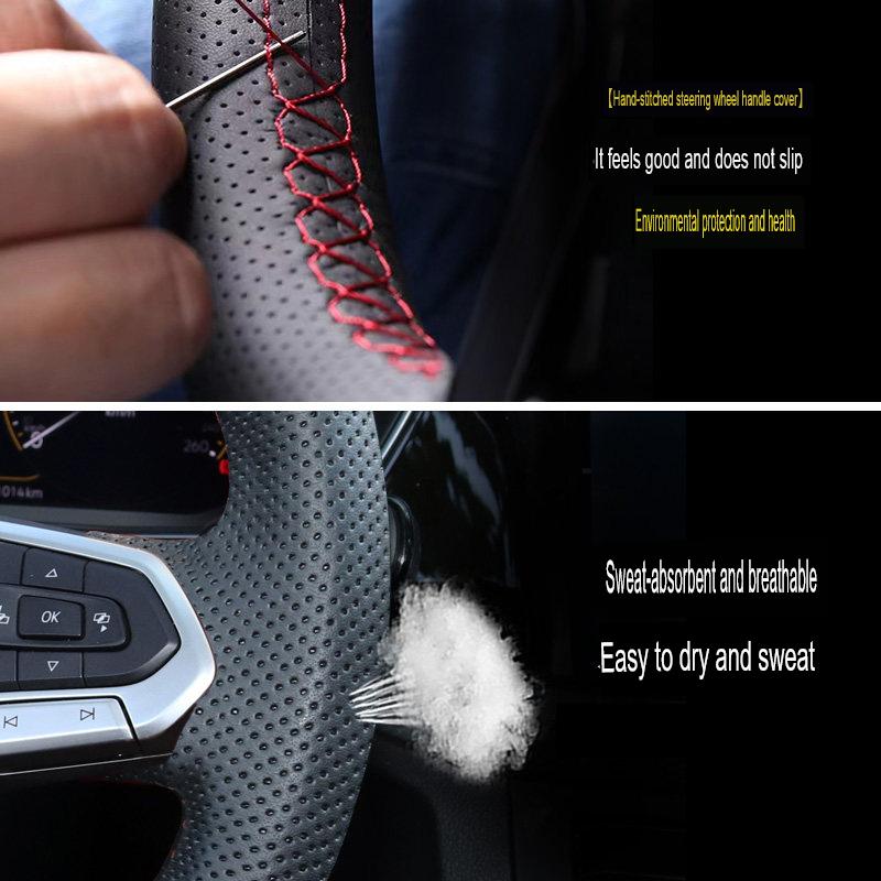 For Toyota Hilux Fortuner 2015 2016 2017-   Car Steering Wheel Cover ized Diy Manual Sewing Microfiber Leather