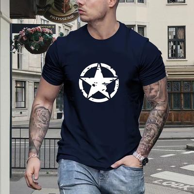 New Summer Men's Fashion T-shirt Personality Star Printed Men's T-shirt Top
