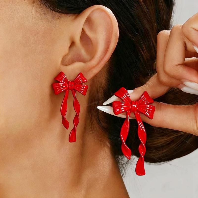 Vintage Metal Bow Inlay Zircon Stud Earrings for Women Exquisite Imitation Pearl Bowknot Charms Earrings Fashion Party Jewelry