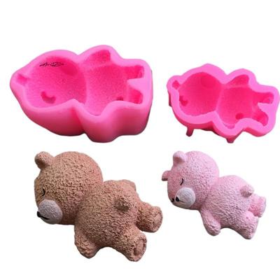 1 Piece Cute 3D Sleeping Bear Cupcake Topper Silicone Mold for Mousse Cake Ice Cream DIY Baking Decor Accessories