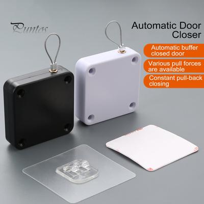 Automatic Door Closer with Steel Wire Adjustable Punch Free Self-Adhesive Wall Mount Bathroom Bedroom Sliding Screen Door Closing Device