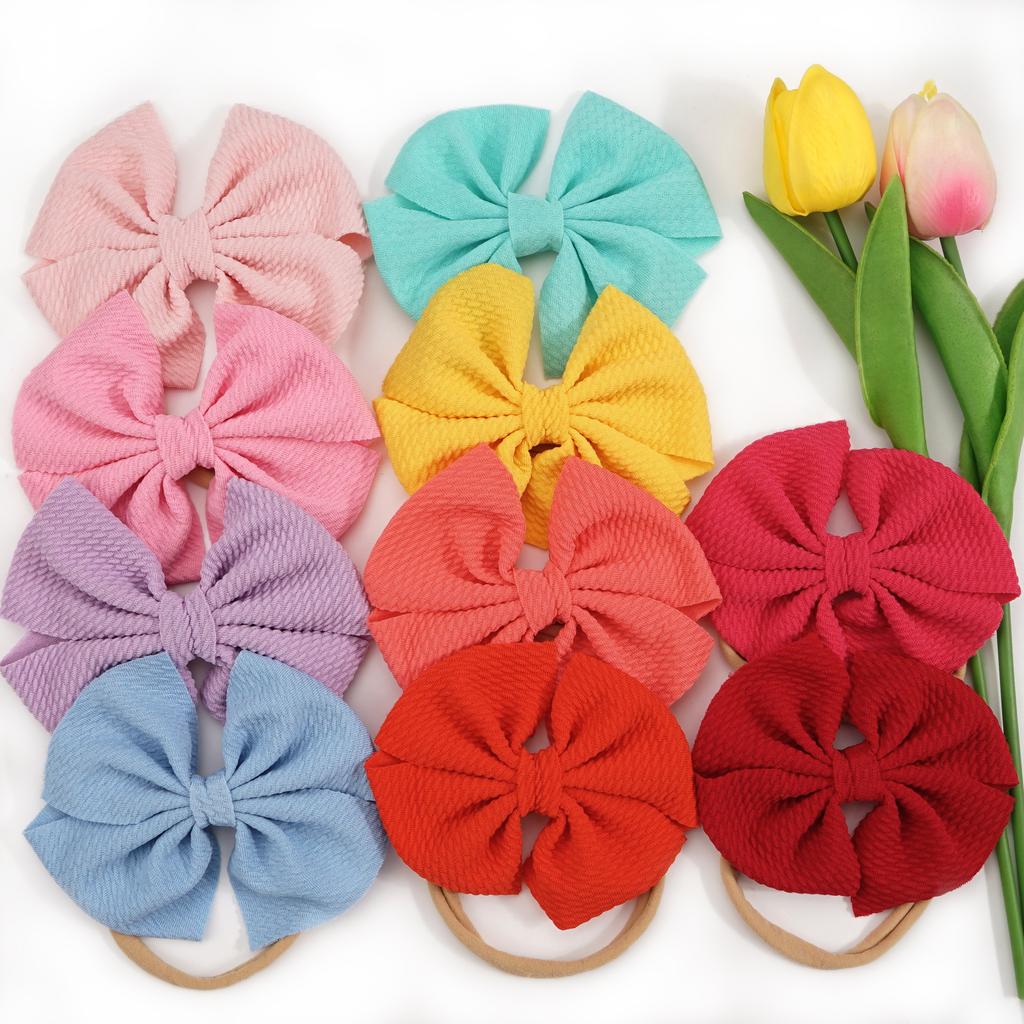 10PCS Baby Headbands Nylon Hairbands Hair Bows Elastics Bands for Girls Newborn Infant Toddler Children Hair Accessories