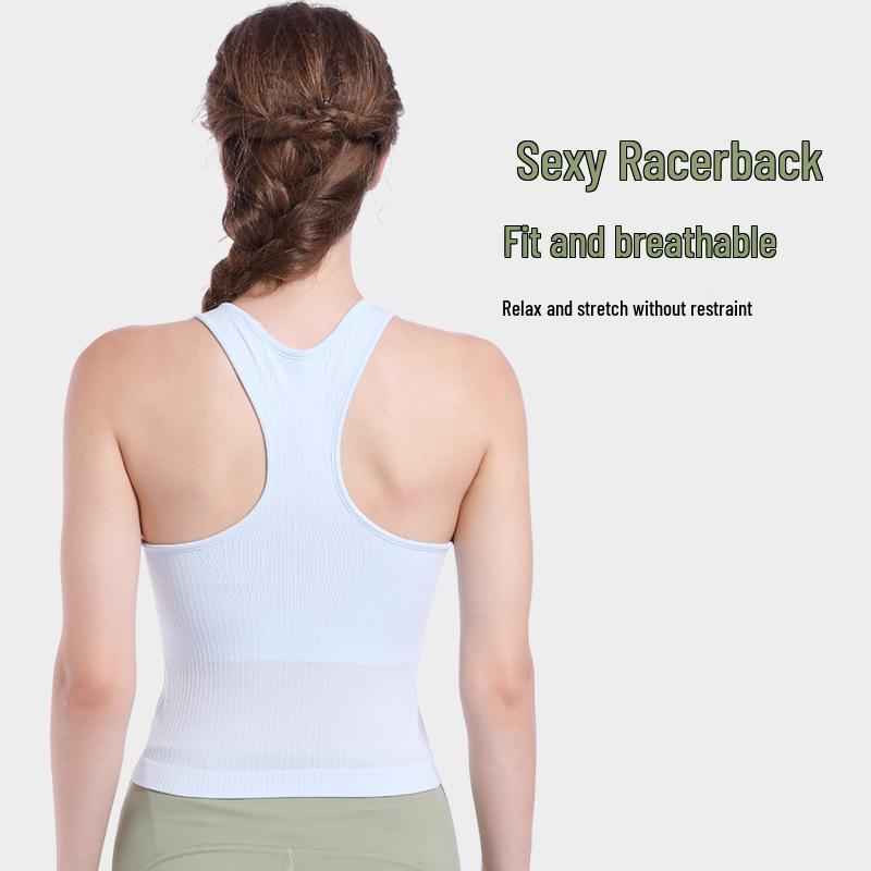 Lulu Women's Racerback Sports Tank Top with Chest Pads - Outdoor Summer Yoga Wear