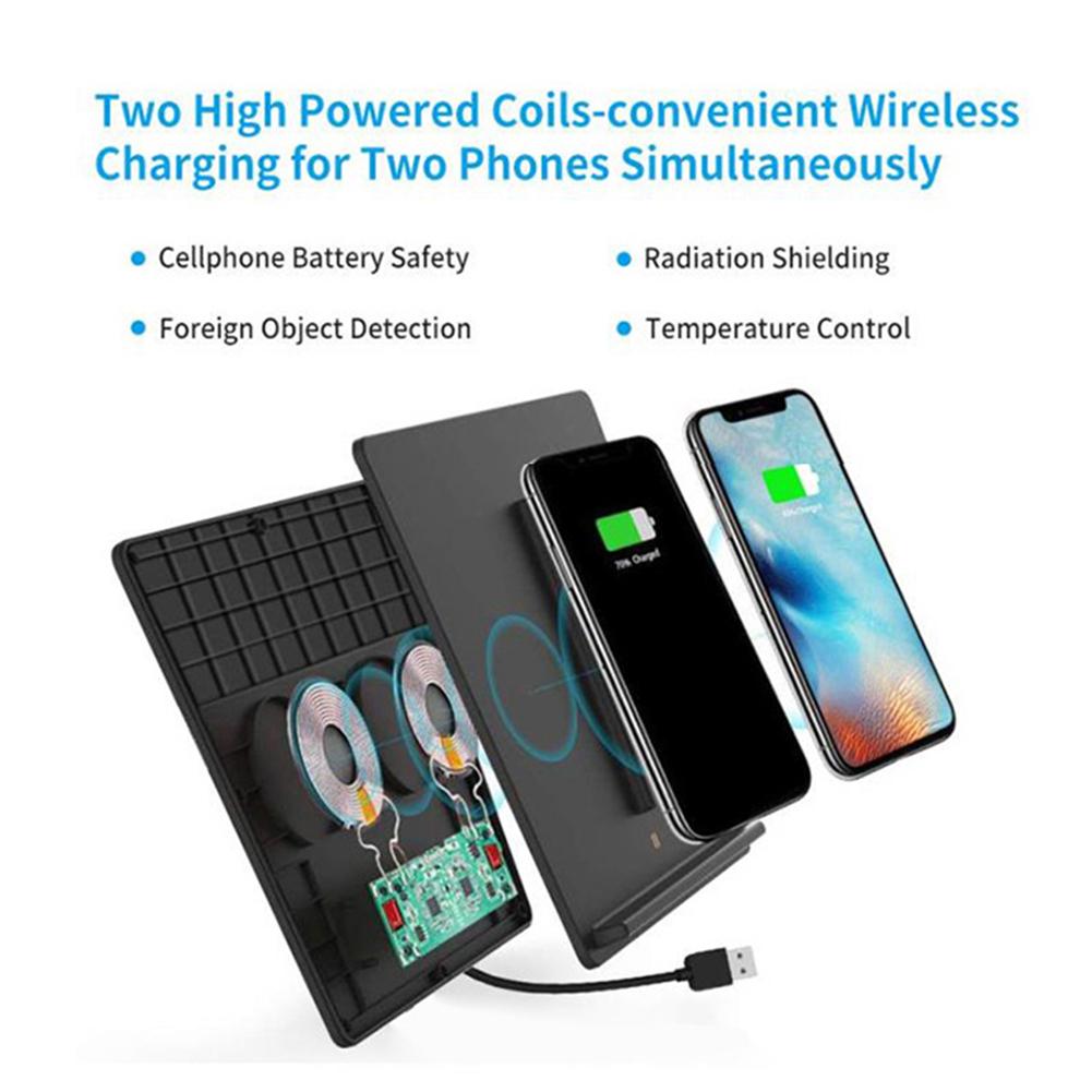 Qi Wireless Fast Charger Car Pad Mat Dual Fast Charger Fit For Tesla Model 3