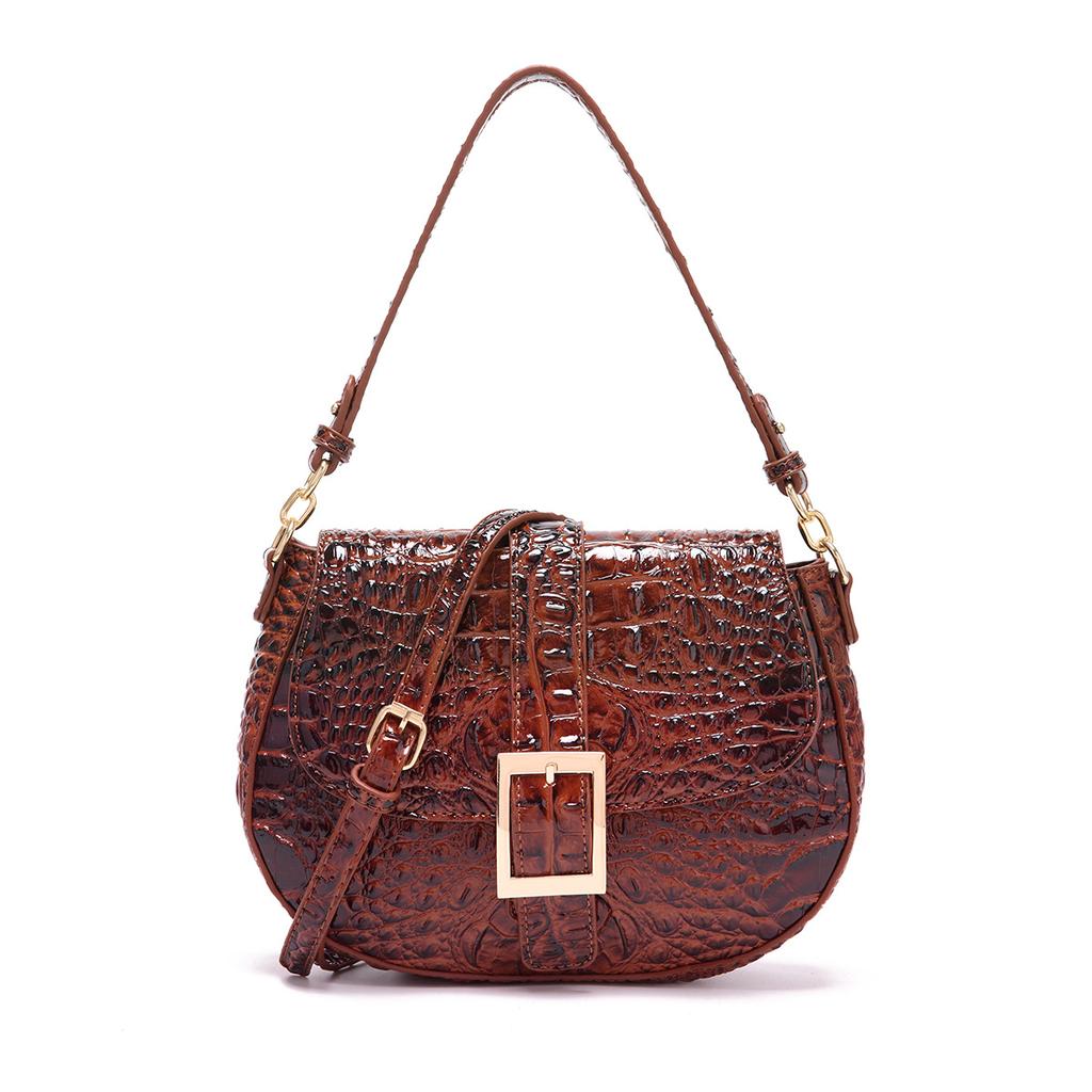 Borsa a tracolla portatile per ascelle Baguette da donna Modello coccodrillo Brahmin