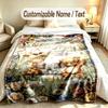 Floral Garden Theme Soft Blanket Personalized Custom Name Text Print Warm Blanket Home Sofa Bedroom Decor