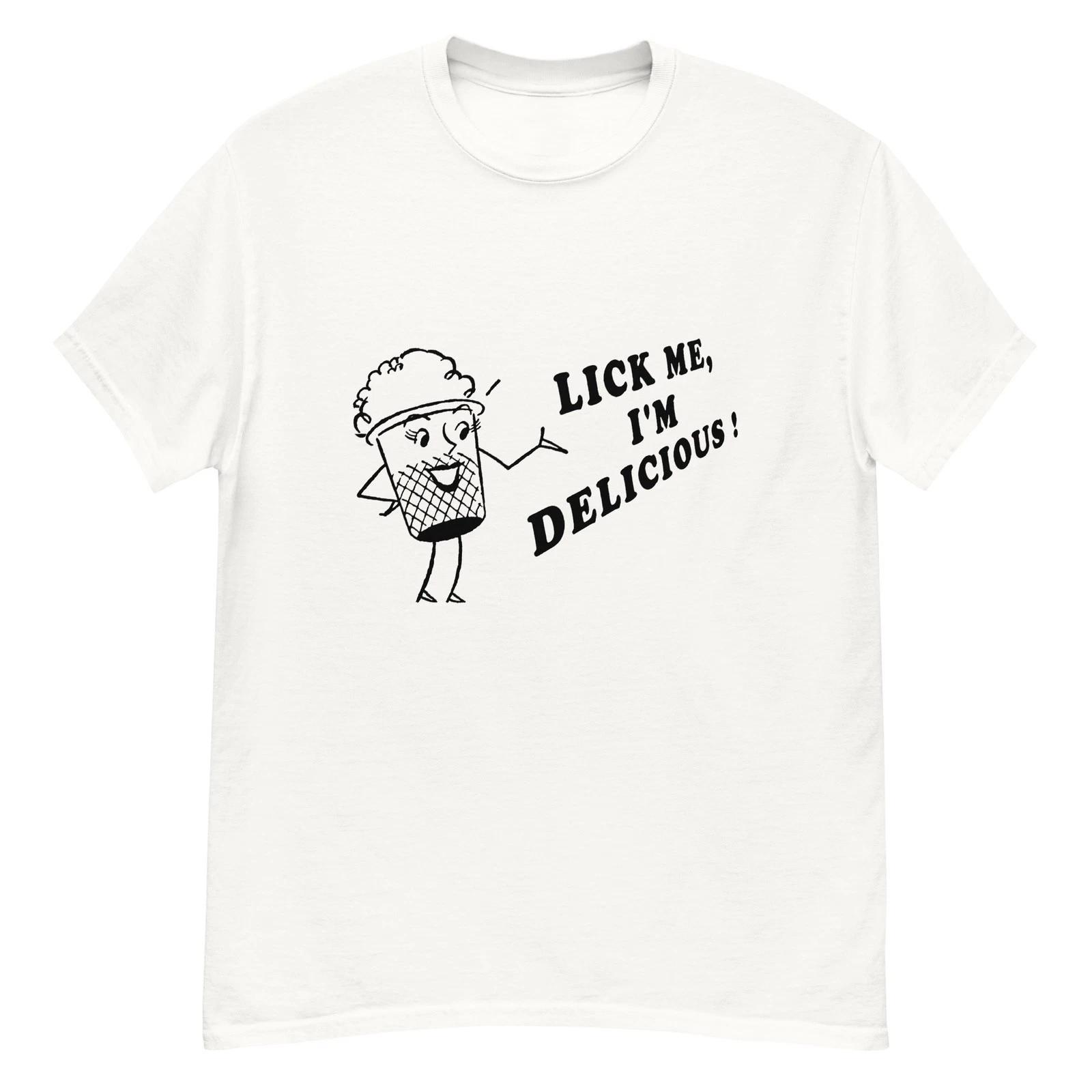 Funny vintage advertising art lick me, I m delicious t-shirt L