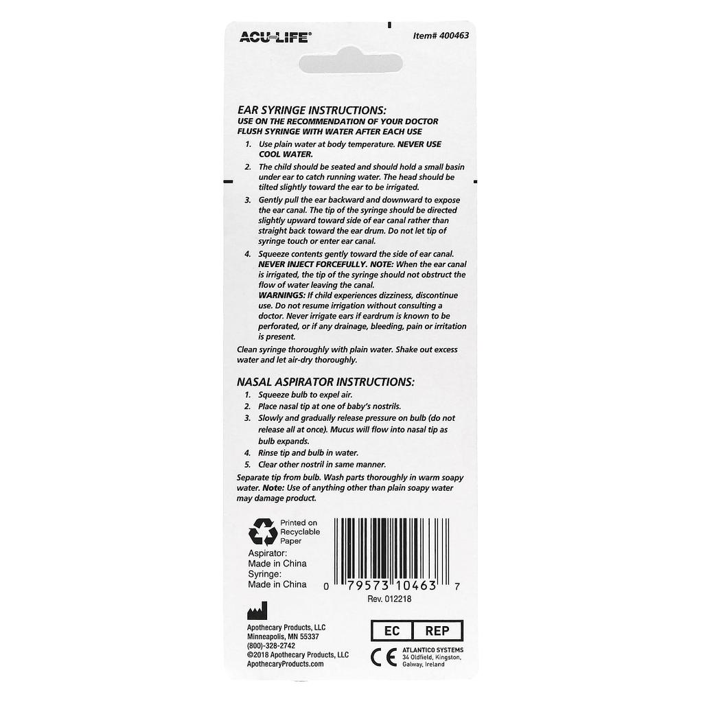 Syringe and Nasal Aspirator, Infant, 2 Pcs.