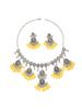 Exaggerated Indian-Style Rhinestone Tassel Necklace & Retro Ethnic Earrings Set