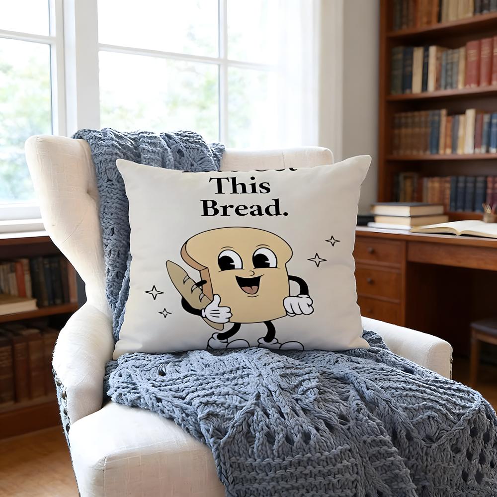 CreativeIdea Toast Cushion Cover Anti-Dust Mite Short Plush Pillowcase - Invisible Zipper Silky Soft Sofa Cushion Cover