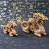 Dreidimensionales handgeschnitztes Pfirsichholz Blaues Drachen-Ornament