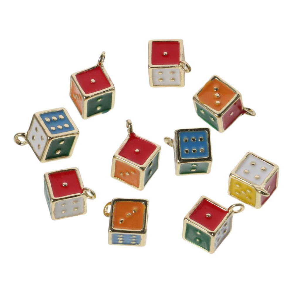 

Mixed Colors 3D Dice Charms Enamel Enamel 3D Dice Charms Cube Charms Jewelry Making