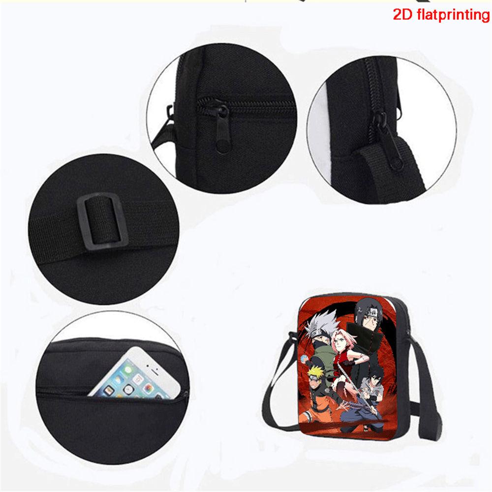 3Pcs Set NARUTO Anime School Backpack With Front Pocket & Crossbody Bag & Pencil Bag,Durable&Lightweight,for Boys&Girls Age 5-11