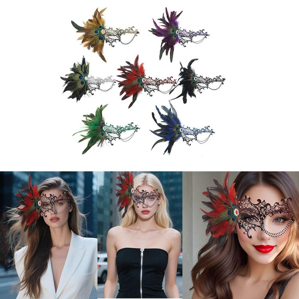 Seductive Style Half-Face  Lace  Mask Feathers Design Masquerade Mask  Makeup Festival