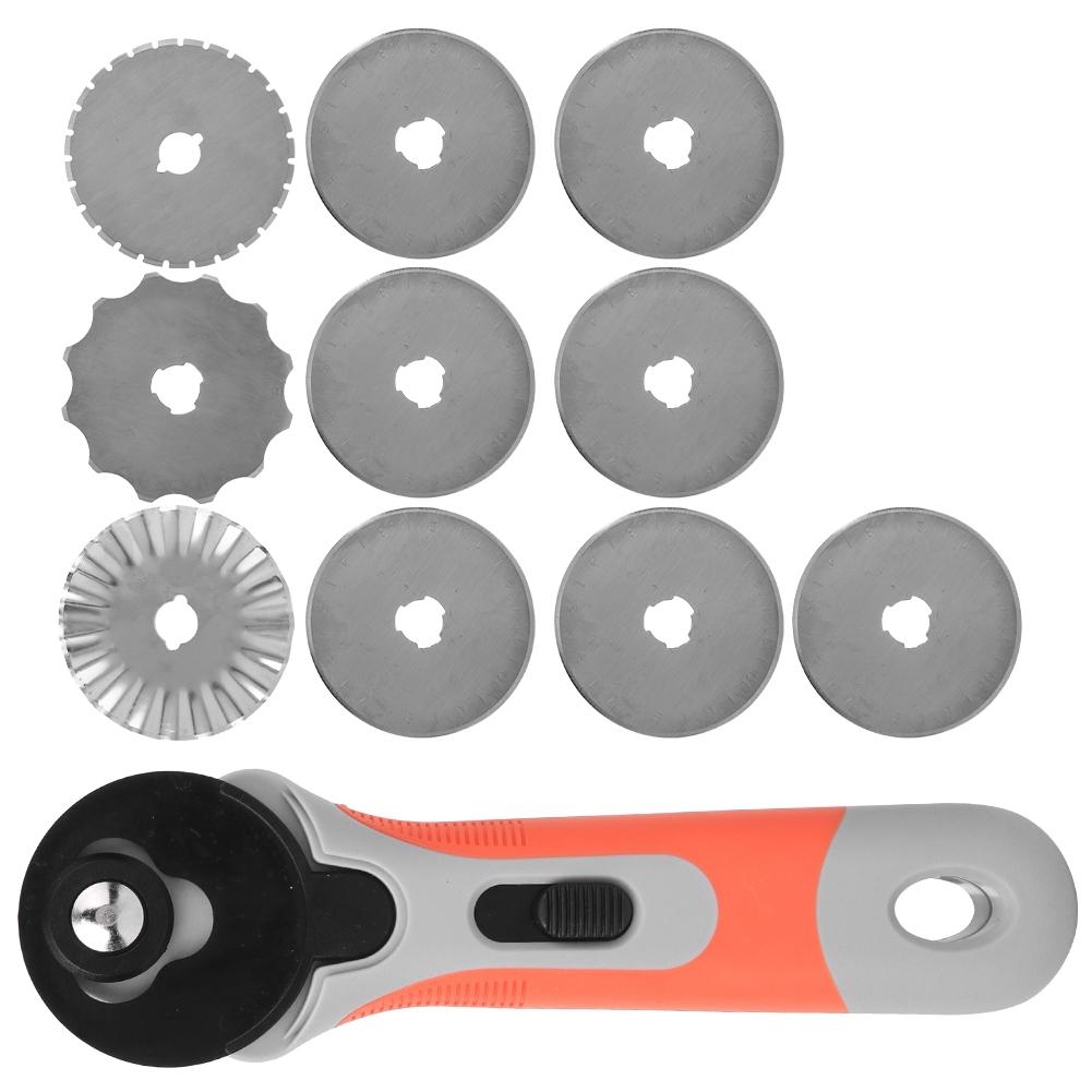 Rotation Cutter Clothing Fabric Cutter DIY Craft Cutting Tool with 10pcs Blades 45mm45x8x0.3mm