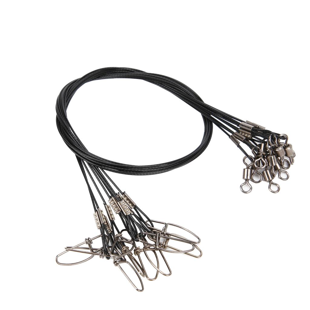 Rybářský vlasec Vodítko Ocelový vlasec proti překousnutí Ocelový drát s obratlíkem Černý
