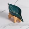 Modern Ceramic Soap Holder NonSlip Base Golden Leaf Pattern Soap Dish Organizers Tray for Bathroom Kitchen Essential