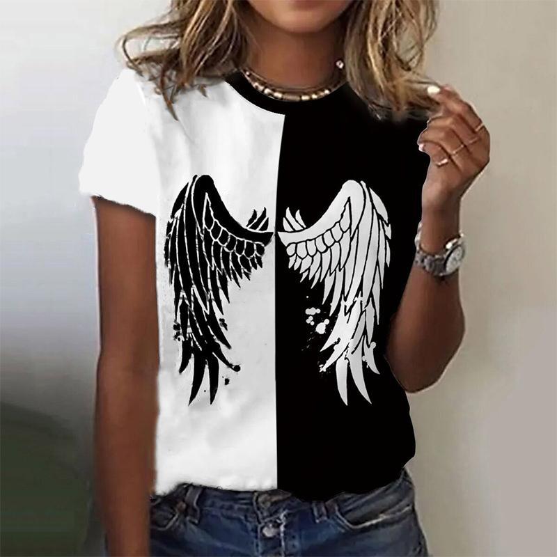Fashion Wings 3D Print T-Shirts Women Summer O-Neck Short Sleeve T Shirt Harajuku Tops Y2k Casual Oversized Tees Female Clothing 4XL