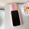 Kawaii 3D Cartoon Bowknot Rabbit Ears Warm Furry Plush Phone Case For iPhone Air 12 13 14 15 16 11 17 Pro Max Shockproof Cover