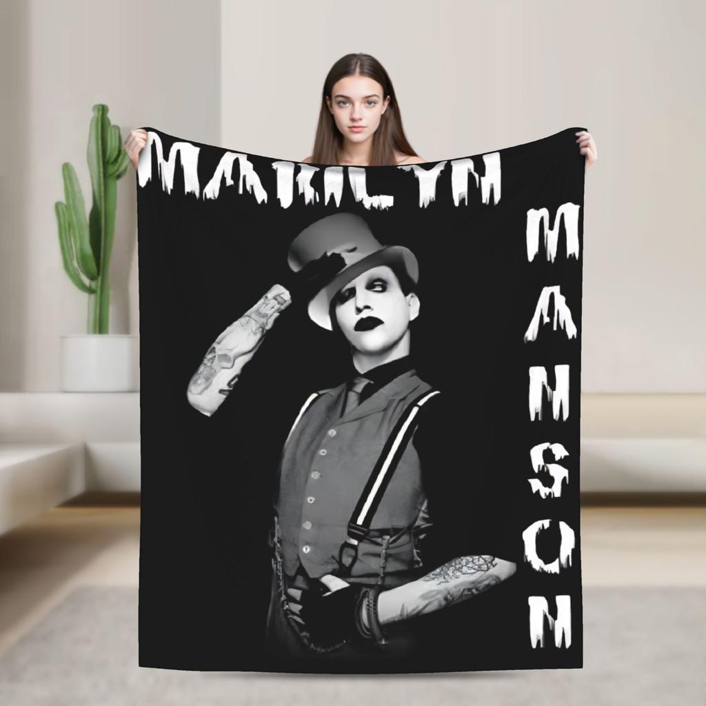 Super Soft Marilyn Manson Music Tour  Throw Blanket Premium Flannel Fleece Lightweight Blanket Cozy Fluffy Blankets All Season