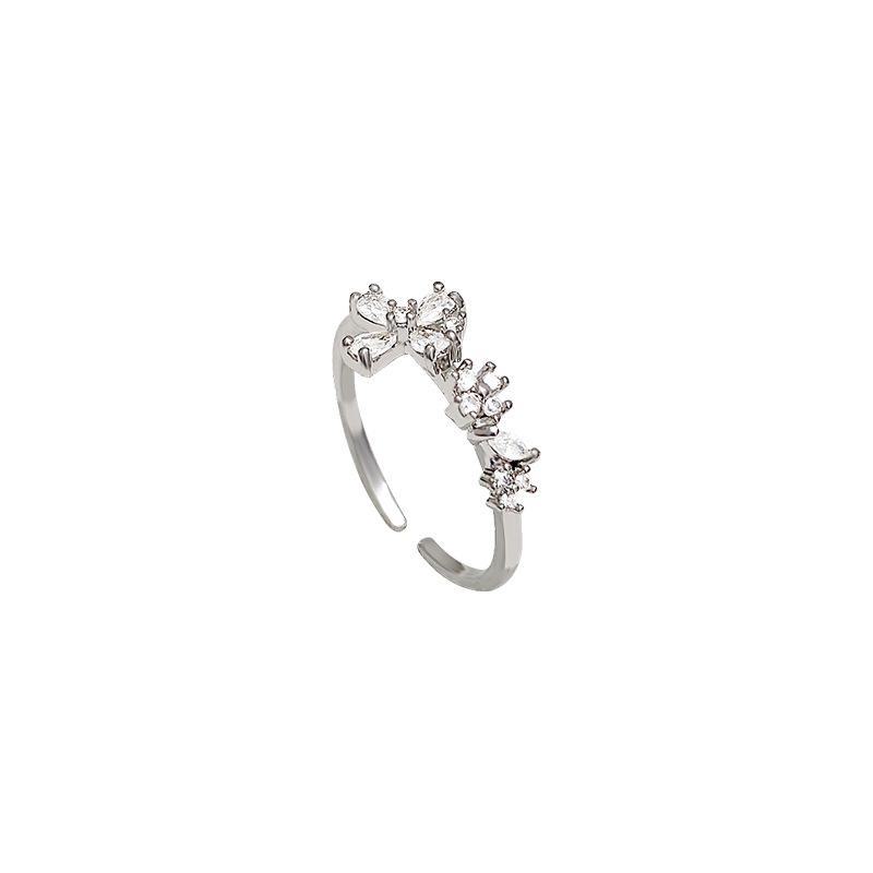 Korean Celebrity Style Love Zircon Flower Ring