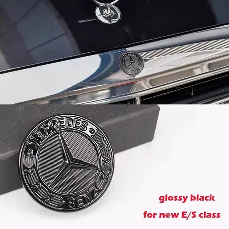 

Car Sticker For Mercedes Benz 3 Pins ABS Car Emblem Front Top Grille Hood Edge Head Bonnet Badge for Mercedes Benz New E/S Class silver base 38mm