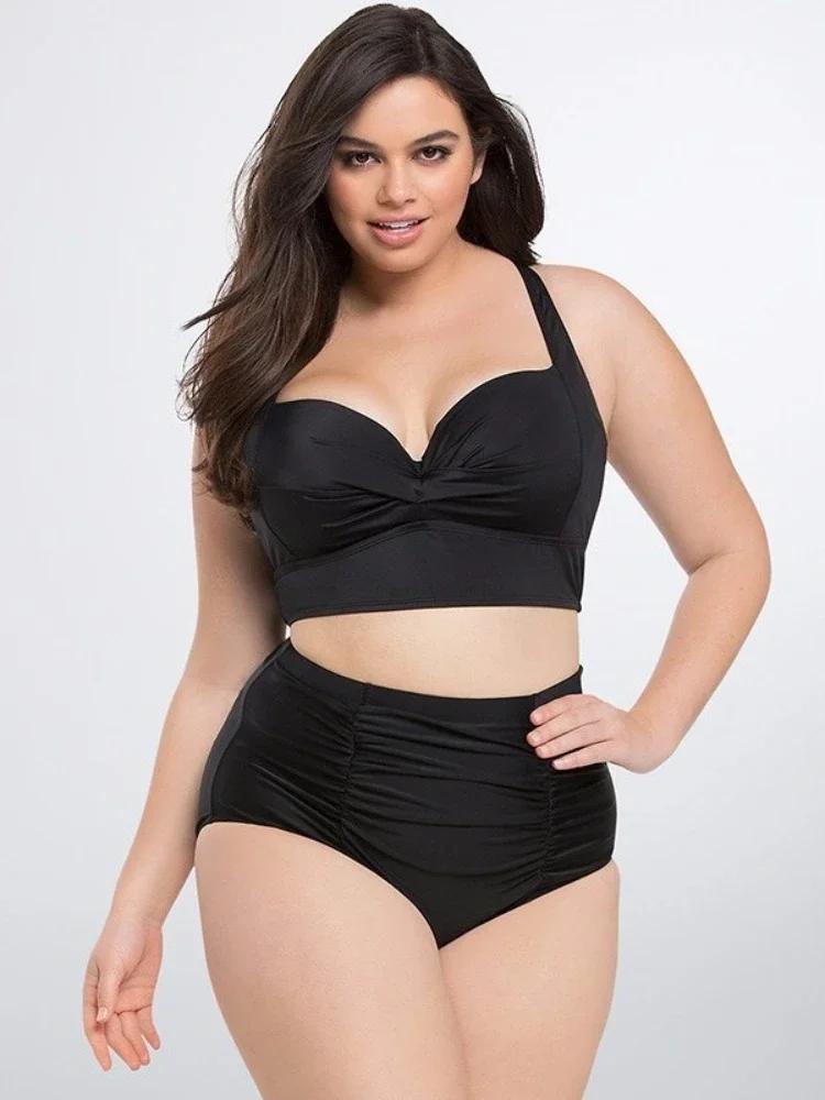 New Sexy Plus Size Swimwear Push Up Bikini High Waist Swimsuit Women Female Oversize Beach Wear Bathing Suit 2025  Mujer 5XL