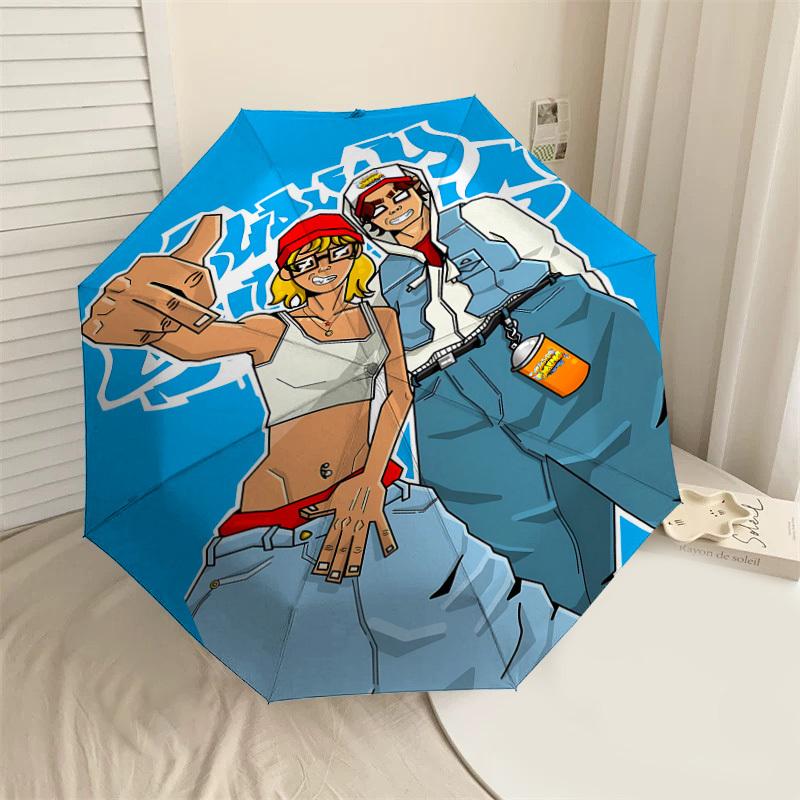 

1PC Graffiti Spray_paint Umbrella-8-Rib Reinforced, Automatic Open, Lightweight & Durable, Cute Fashion Accessory for Outdoor-W179