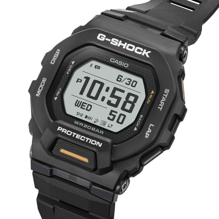 Casio G-SHOCK G-SQUAD GBD-200-1A1 Men's Bluetooth Digital Running Watch, Smartphone Link, Training Functions, 20 ATM Water Resistant, Black