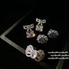 Princess On The Run Bow Jewel Ring, Galaxy Bright, 18K Gold Plated, Butterfly Sugar Cube Zircon Earrings