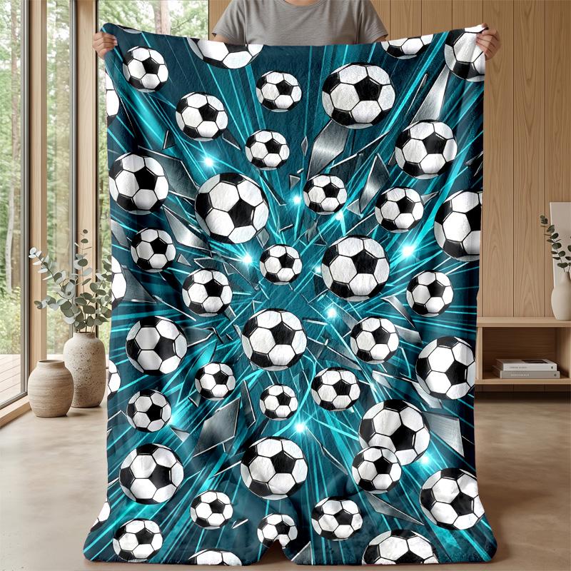 Soccer Ball Exploding In Flames Theme Blanket Lightweight Warm Flannel Blanket Decorative Throw Blanket for Home Decoration