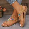 Fashion Bohemian Style Women's Flat Sandals Rhinestone Clip Toe Gladiator Sandals Woman 2025 Summer Anti Slip Beach Shoes Flip Flops