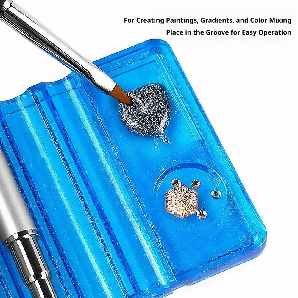 Acrylic Nail Art Brush Holder 1pc 5-Compartment Stand With Mixing Palette Tool Organizer For UV Gel Pen Display Manicure