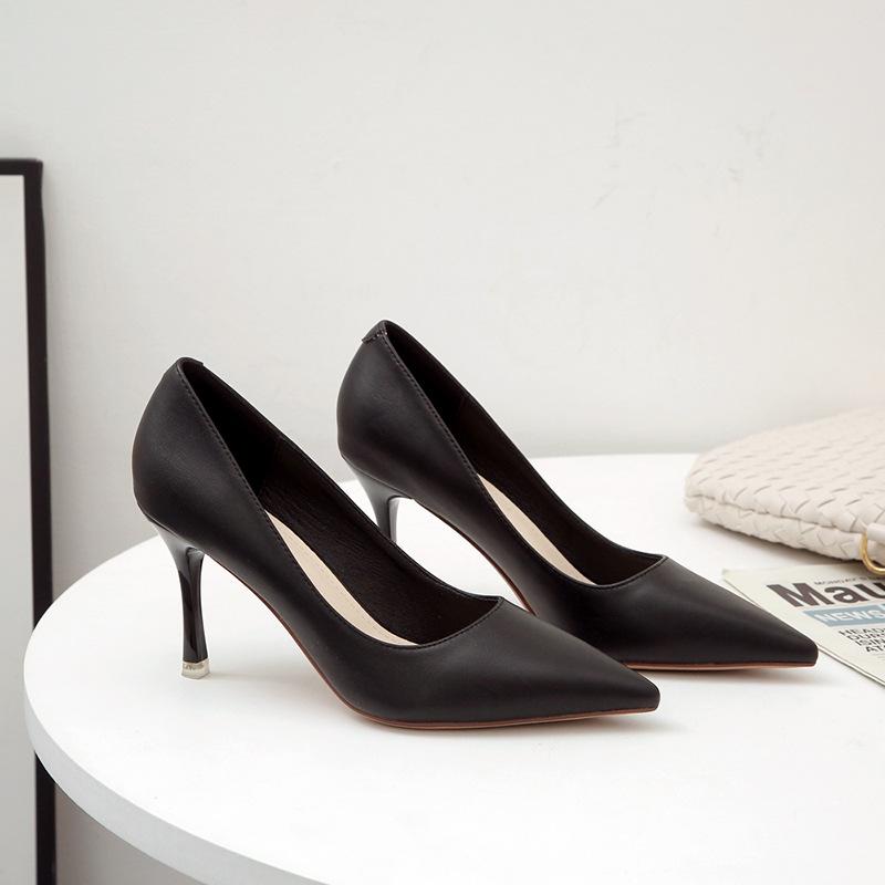 Spring 2025 New Single Shoes Pointed Toe Stiletto Black Work Shoes Professional Women's Red High Heels