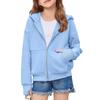 Girls' Color Long Sleeve Half-Zip Hooded Sweatshirt for Casual Everyday Wear