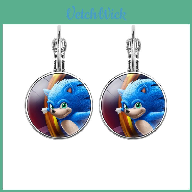 Entzückende Sonic the Hedgehog Ohrringe Cartoon-Charakter Schmuck für Anime-Fans