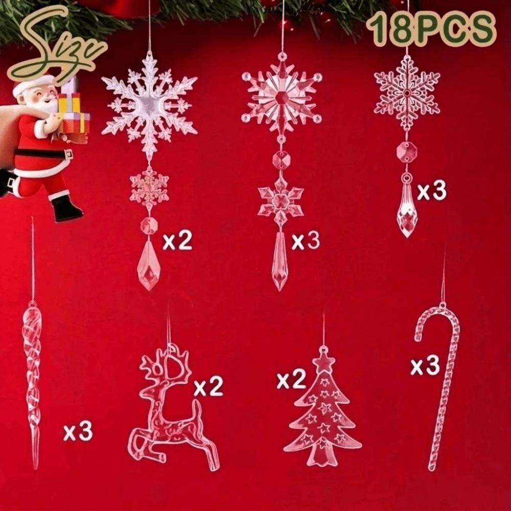 18/28 Pcs Clear Acrylic Christmas Hanging Sparkling Icicle Decorations Pendant  Holiday Party