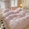 Juego de Ropa de Cama a Cuadros Rosas sin Relleno Tamaño Individual Queen Funda Nórdica Sábana Plana Funda de Almohada Niñas Niños Manta Sólida Edredón Edredón