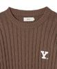 YALE Y Logo Cable Round Knit Brown