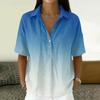 Women Loose Fit Short Sleeve Polo Shirt Vintage Floral Print Button Down Collar Linen Blend Casual Top