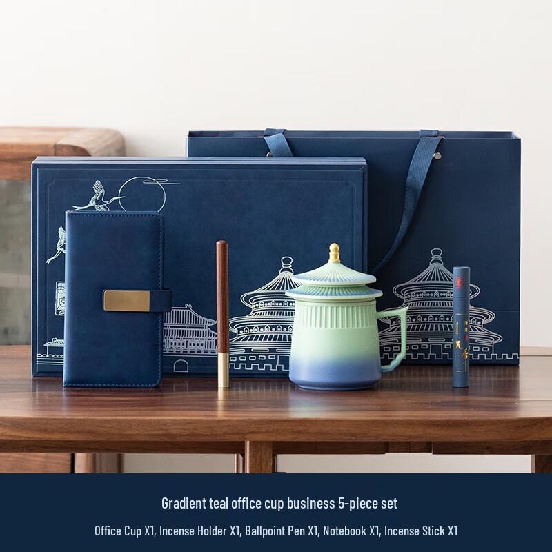 

YIXI Palace Museum Gradient Green Ceramic Office Set