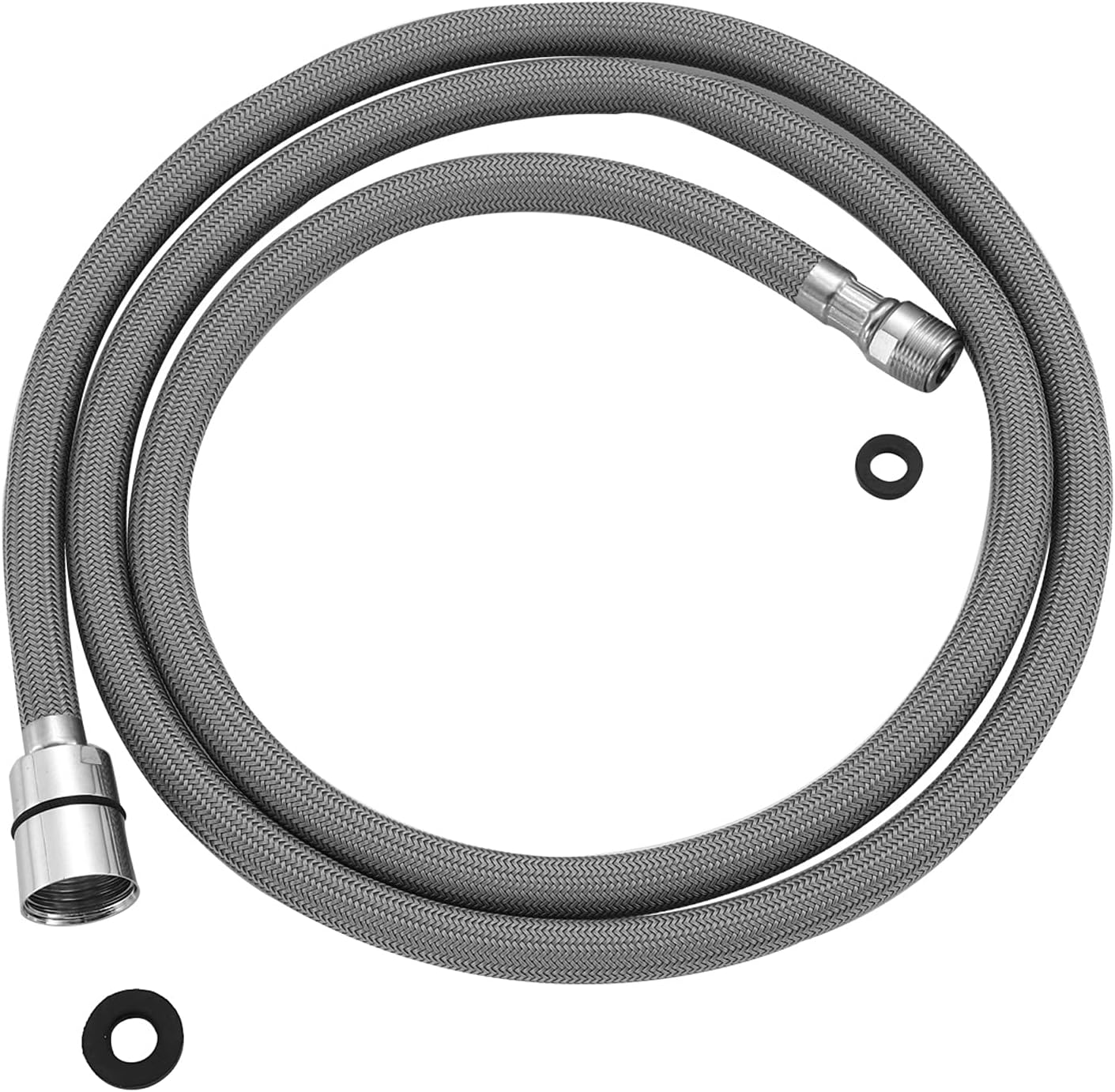 

Kitchen 59-Inch or 150CM Pull Down Sink Faucet Replacement Pull Out Spray Head Hose Stainless Steel (Electroplating, 1.5 Meters) 1.5 meters чёрный