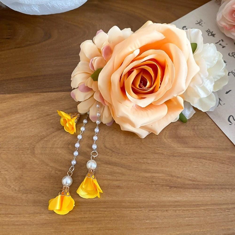 Tassel Butterfly Orchid Hairpin Rose Flower Hanfu Hair Accessories Flower Hair Clip  Party