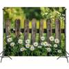 2D Countryside Garden with Daisy Flowers Backdrop Photography Background Banner