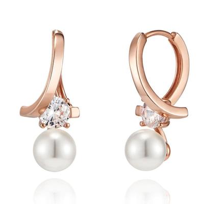 Boucles d'oreilles ELLE Jewelry Plaqué Or 14K Vague Perle One-Touch ELGPEE430