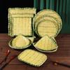 Imitation Bamboo Weaving Barbecue Plate Melamine Vegetable Fruit Tray Serving Plate  Home